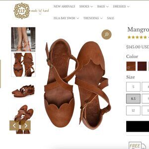 Bali ELF Mangrove Leather Flats 8.5 and 8.0 Vintage Camel